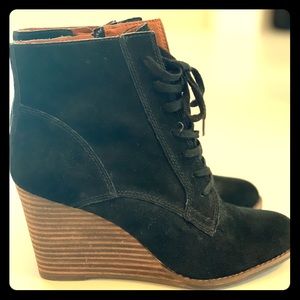 NEW Lucky Brand Black Wedge Bootie